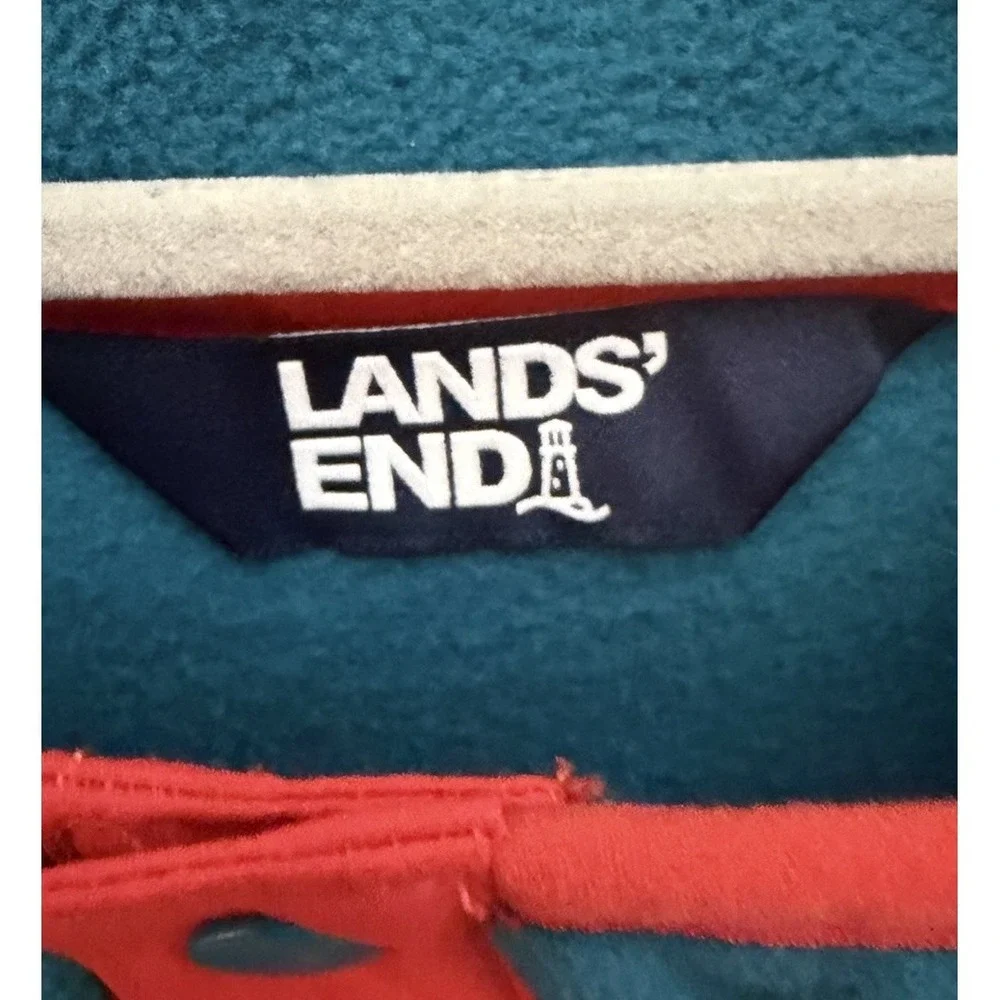 Lands'‎ End Pullover Men's XXL Heritage Fleece Snap Neck Teal/Navy Color Block